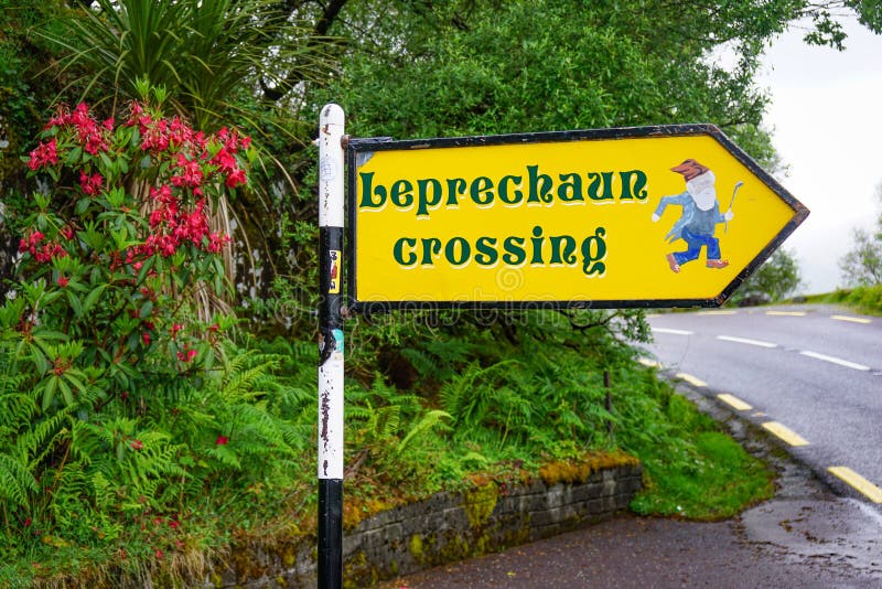Leprechaun Crossing Sign, Killarney, Ireland Editorial Stock Image
