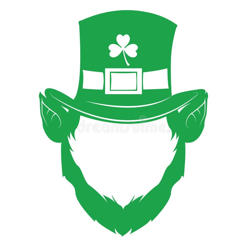 Leprechaun Face with Hat and Beard. Vector Illustration Decorative