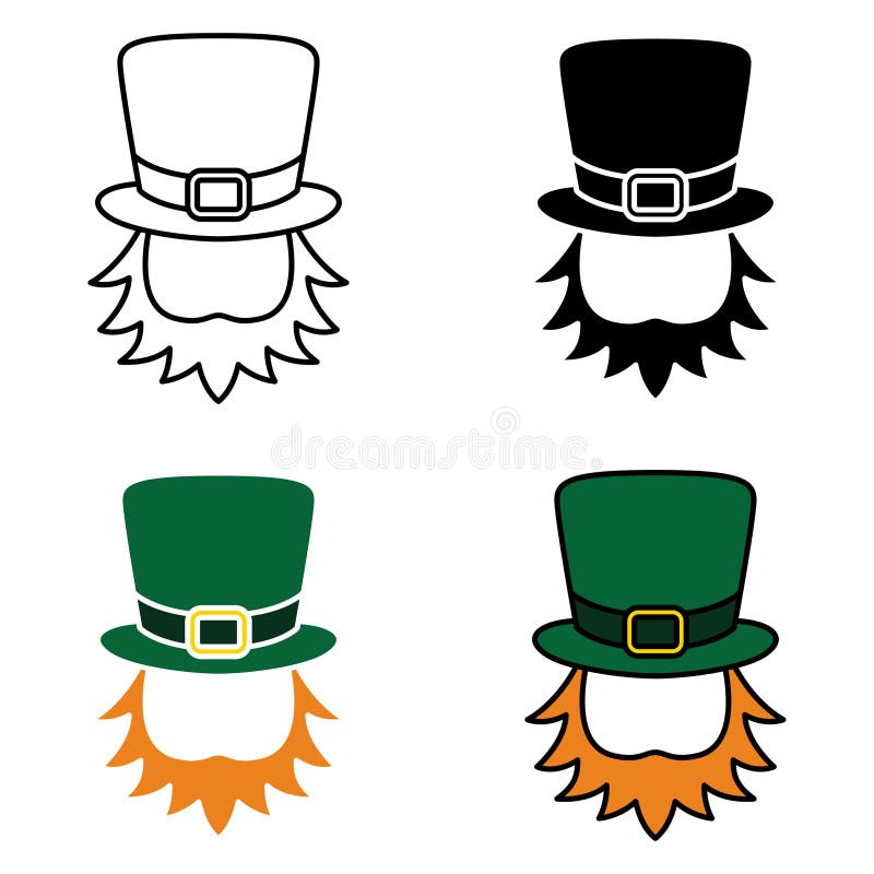 Leprechaun Hat with Beard in Flat Style Isolated Stock Vector