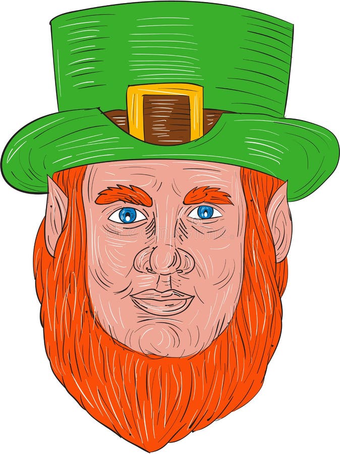 Leprechaun Head Front Drawing.