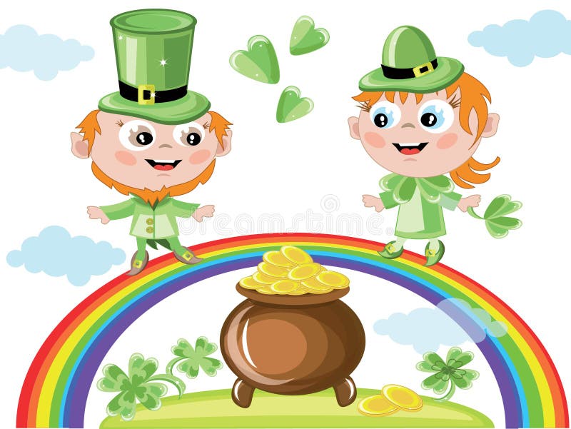 Leprechauns with a gold pot