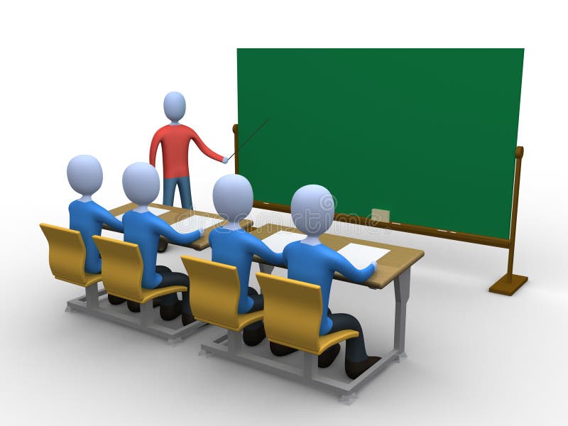 3d person teaching a class. Blackboard is empty for you to add whatever you like. 3d person teaching a class. Blackboard is empty for you to add whatever you like.