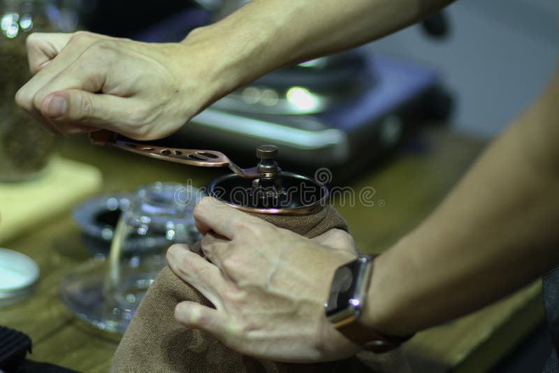 Classic coffee grinder stock photo. Image of white, hand 99263146