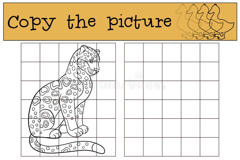 Lernspiel: Kopieren Sie das Bild Nettes beschmutztes Jaguarlächeln