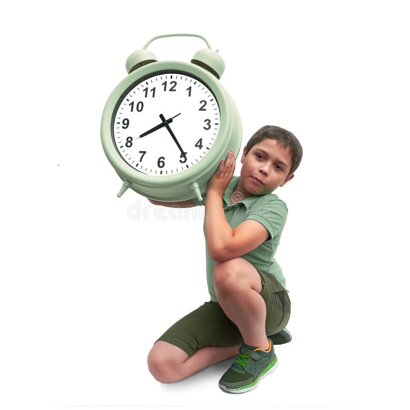 Enfant Avec Un Grand Reveil Image Stock Image Du Beau Caucasien