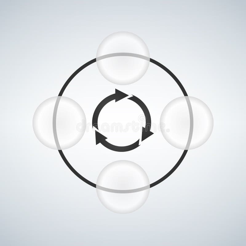 Les affaires d'Infographic ont lié des diagrammes de cercle avec quatre bulles illustration libre de droits Les affaires d'Infographic ont lié des diagrammes de cercle avec quatre bulles illustration libre de droits
