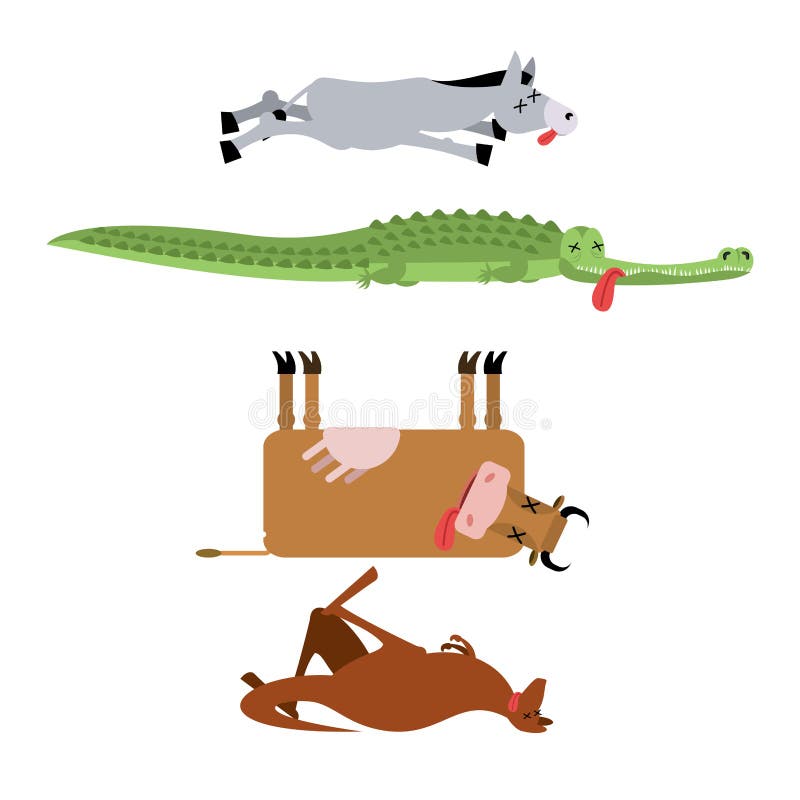 Les animaux morts ont placé 3 Âne et crocodile Vache et kangourou Anim illustration libre de droits Les animaux morts ont placé 3 Âne et crocodile Vache et kangourou Anim illustration libre de droits