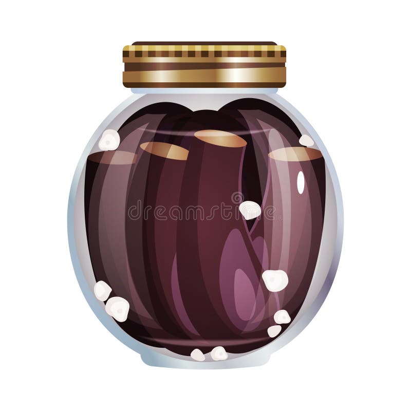 Pickles composition with isolated image of mason jar filled with marinated vegetables on blank background vector illustration. Pickles composition with isolated image of mason jar filled with marinated vegetables on blank background vector illustration