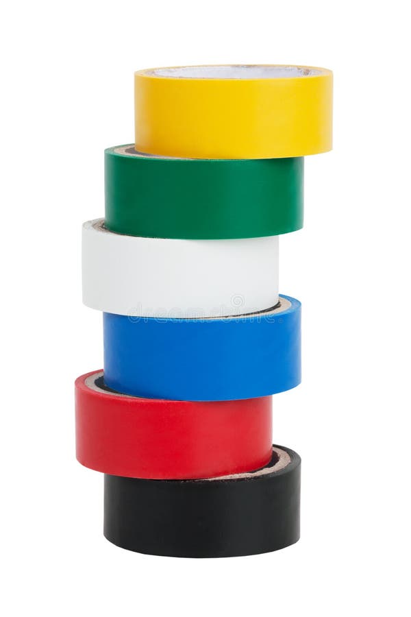 Coils colored tape on a white background. Coils colored tape on a white background