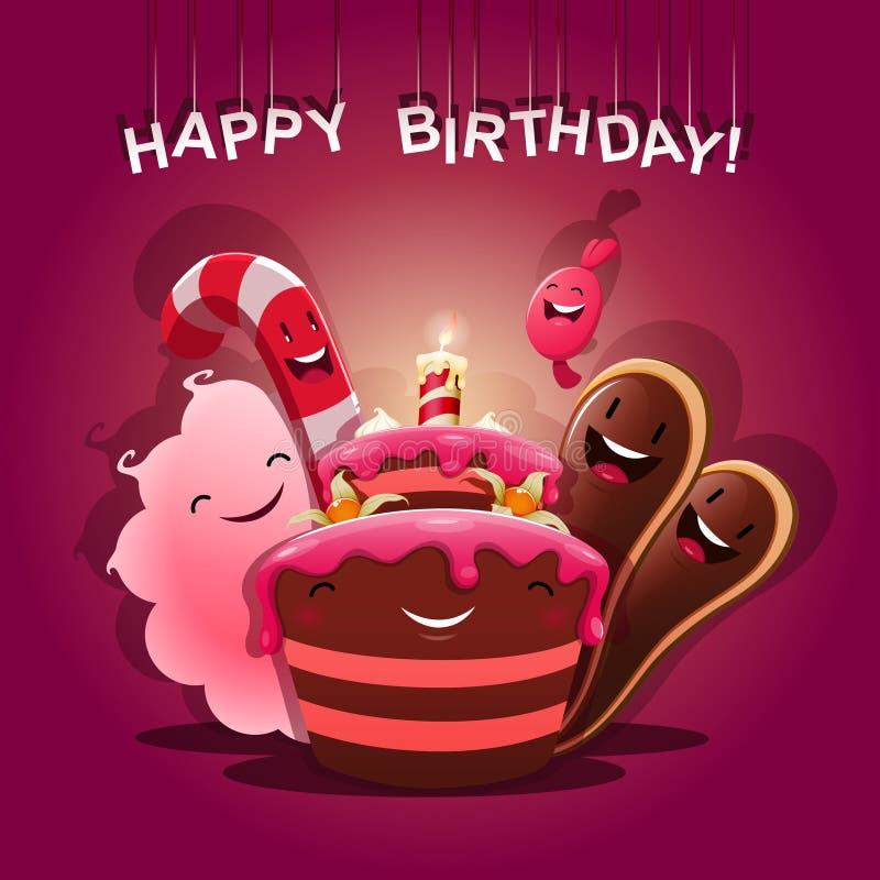 Les bonbons félicitent - le joyeux anniversaire illustration stock Les bonbons félicitent - le joyeux anniversaire illustration stock