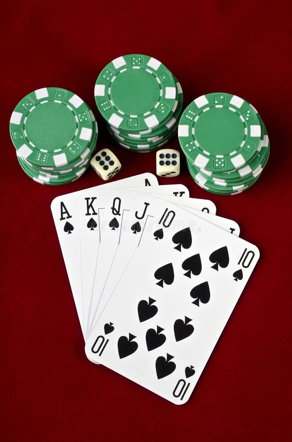 Les cartes de jeu (quinte royale), casino ébrèche et découpe photographie stock Les cartes de jeu (quinte royale), casino ébrèche et découpe photographie stock