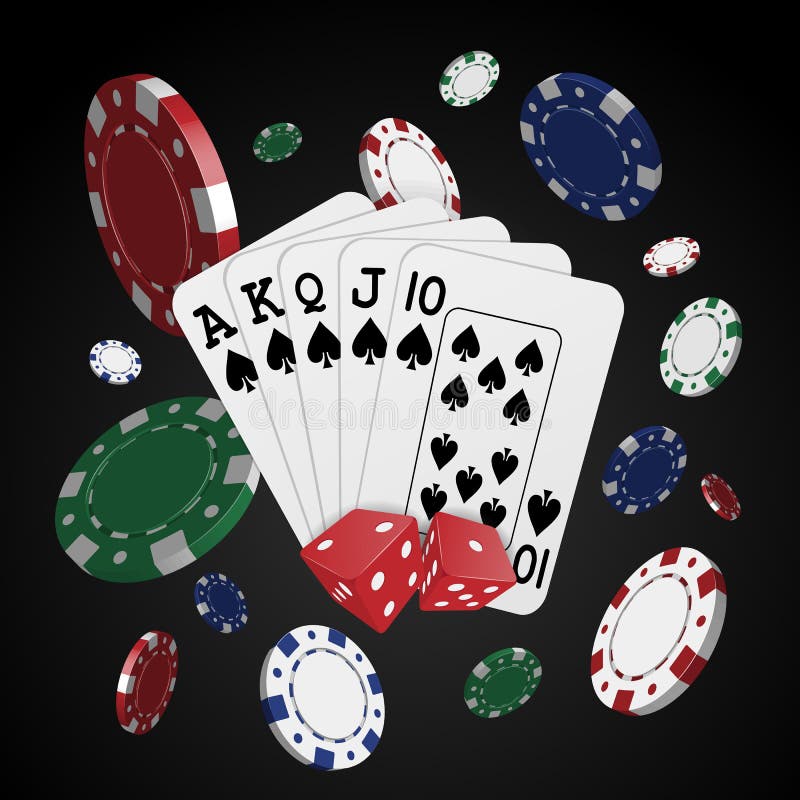Les cartes entourées en jouant ébrèche sur un fond foncé jeu illustration libre de droits Les cartes entourées en jouant ébrèche sur un fond foncé jeu illustration libre de droits