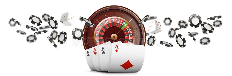 Les cartes et les jetons de poker de jeu pilotent la bannière large de casino Concept de roulette de casino sur le fond blanc Vec illustration stock Les cartes et les jetons de poker de jeu pilotent la bannière large de casino Concept de roulette de casino sur le fond blanc Vec illustration stock
