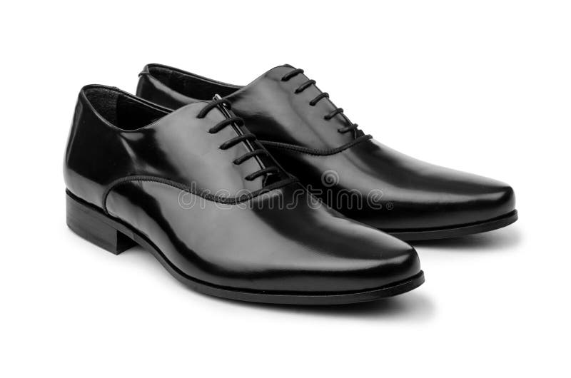 Les Chaussures Noires Masculines D'isolement Sur Le Blanc Image stock
