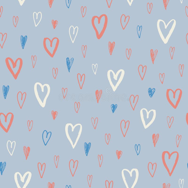 Les coeurs en pastel de griffonnage tiré par la main silhouette le modèle sans couture de vecteur de Saint-Valentin Fond mignon d illustration de vecteur Les coeurs en pastel de griffonnage tiré par la main silhouette le modèle sans couture de vecteur de Saint-Valentin Fond mignon d illustration de vecteur