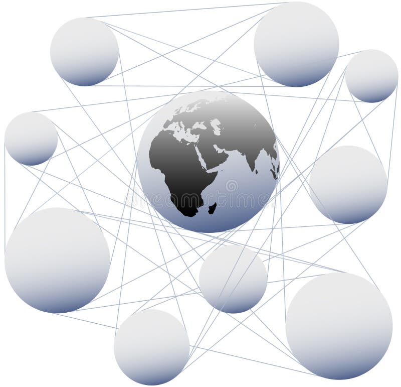 Les connexions joignent la terre de sphère dans le réseau global