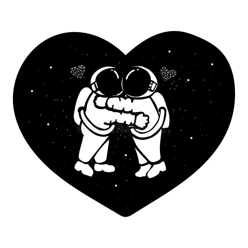 Les couples tirés par la main d'astronaute étreignant dans l'espace avec des étoiles forment dans la forme hearted pour la concep illustration de vecteur Les couples tirés par la main d'astronaute étreignant dans l'espace avec des étoiles forment dans la forme hearted pour la concep illustration de vecteur