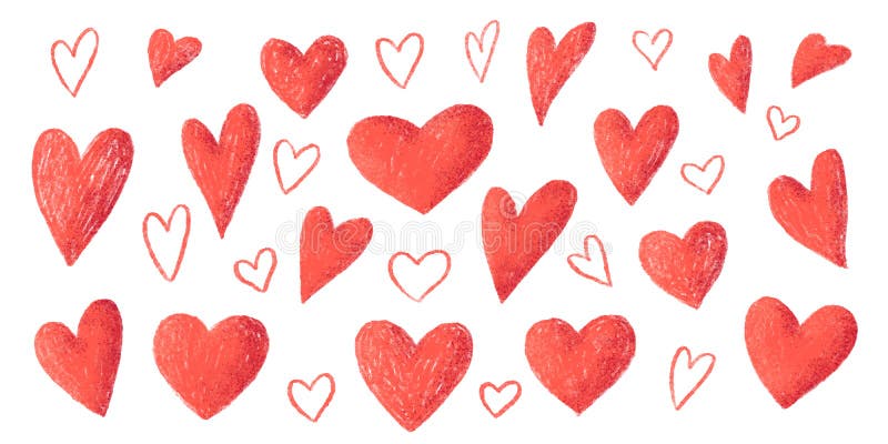 Les courses rouges de crayon donnent au grand ensemble une consistance rugueuse de style de vecteur de valentines de coeurs tirés illustration stock Les courses rouges de crayon donnent au grand ensemble une consistance rugueuse de style de vecteur de valentines de coeurs tirés illustration stock