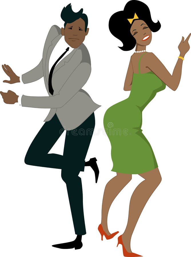 Young stylish black couple dressed in late 1950s early 1960s fashion dancing the Twist, vector illustration, no transparencies, EPS 8. Young stylish black couple dressed in late 1950s early 1960s fashion dancing the Twist, vector illustration, no transparencies, EPS 8