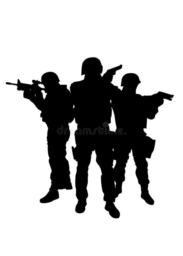 Les dirigeants de forces spéciales de police dirigent la silhouette noire illustration stock Les dirigeants de forces spéciales de police dirigent la silhouette noire illustration stock