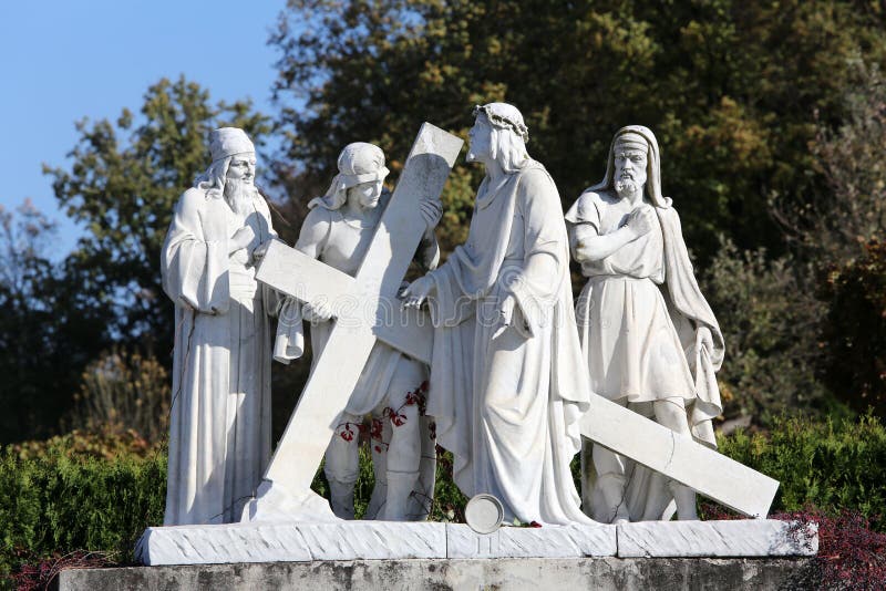2nd Stations of the Cross, Jesus is given his cross, pilgrimage Sanctuary, Assumption of the Virgin Mary in Marija Bistrica, Croatia. 2nd Stations of the Cross, Jesus is given his cross, pilgrimage Sanctuary, Assumption of the Virgin Mary in Marija Bistrica, Croatia