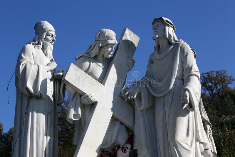 2nd Stations of the Cross, Jesus is given his cross, pilgrimage Sanctuary, Assumption of the Virgin Mary in Marija Bistrica, Croatia. 2nd Stations of the Cross, Jesus is given his cross, pilgrimage Sanctuary, Assumption of the Virgin Mary in Marija Bistrica, Croatia