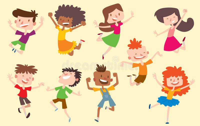 Les enfants heureux de vecteur badine collection mignonne sautante de garçons et de filles de poses la jeune Groupe gai d'enfant illustration de vecteur Les enfants heureux de vecteur badine collection mignonne sautante de garçons et de filles de poses la jeune Groupe gai d'enfant illustration de vecteur