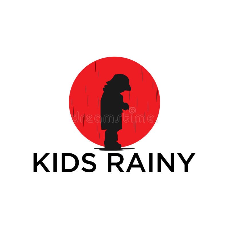 Les enfants pleuvent avec le cercle rouge illustration libre de droits Les enfants pleuvent avec le cercle rouge illustration libre de droits