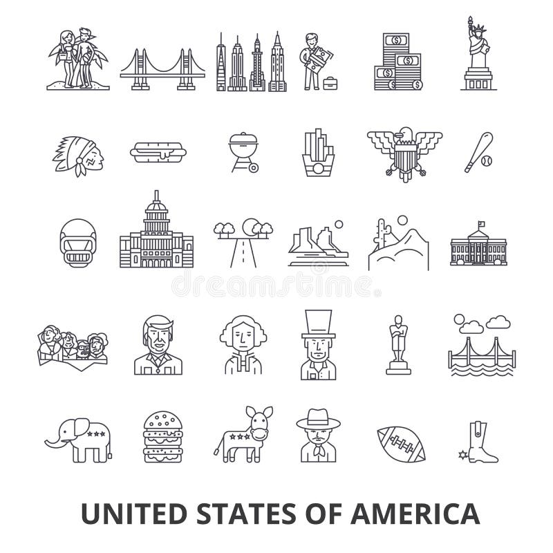 Les Etats-Unis, Amérique, New York, statue de la liberté, Etats-Unis, points de repère célèbres, ligne de vues icônes Courses Edi illustration stock Les Etats-Unis, Amérique, New York, statue de la liberté, Etats-Unis, points de repère célèbres, ligne de vues icônes Courses Edi illustration stock
