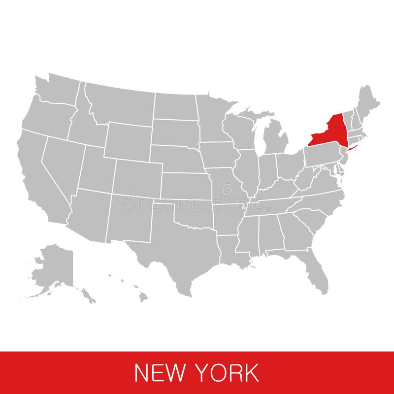 Les Etats-Unis d'Amérique avec l'état de New York ont choisi Carte des Etats-Unis illustration stock Les Etats-Unis d'Amérique avec l'état de New York ont choisi Carte des Etats-Unis illustration stock