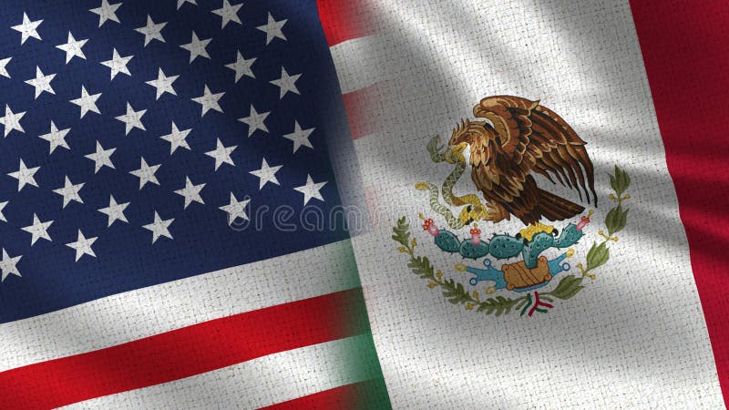 Les Etats-Unis et drapeaux réalistes du Mexique demi ensemble illustration libre de droits Les Etats-Unis et drapeaux réalistes du Mexique demi ensemble illustration libre de droits