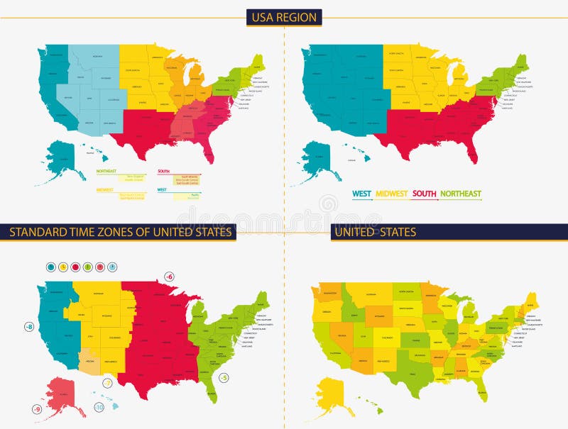 Les Etats-Unis Zones d'heure d'hiver des Etats-Unis Région des Etats-Unis illustration de vecteur Les Etats-Unis Zones d'heure d'hiver des Etats-Unis Région des Etats-Unis illustration de vecteur