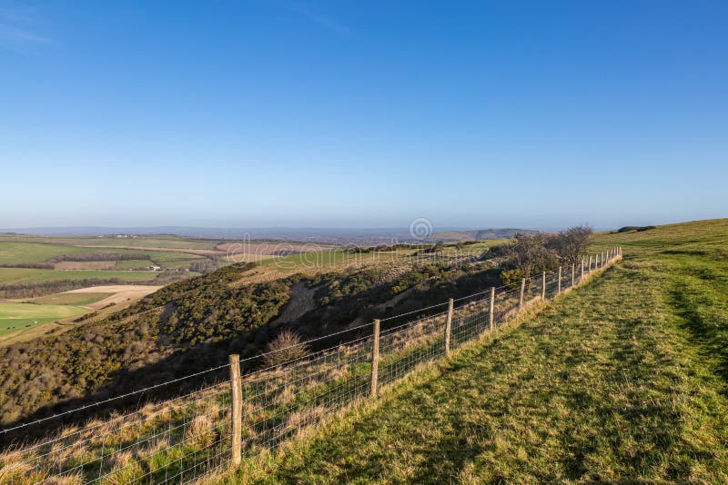 Les faibles du sud ruraux aménagent dans le parc. Une vue sur les bas du sud dans le Sussex un jour ensoleillé