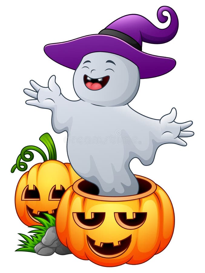 Les fantômes de Halloween tient sucrerie de sac de potiron la pleine illustration libre de droits Les fantômes de Halloween tient sucrerie de sac de potiron la pleine illustration libre de droits