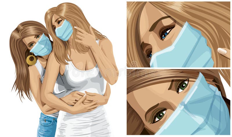 Les femmes avec des masques sur leurs visages illustration stock
