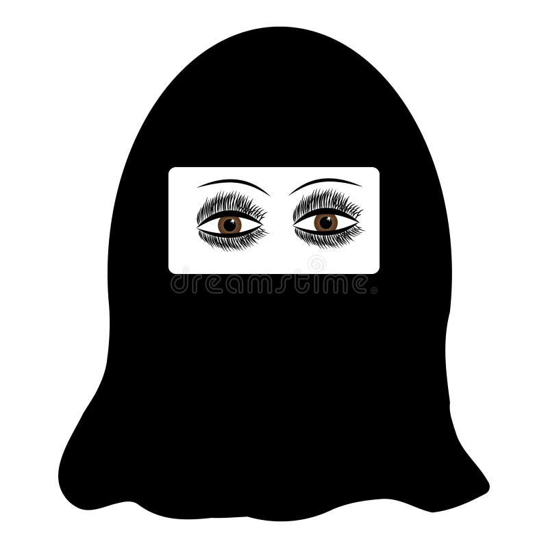 Ic ne De Niqab  Dans Le Style Noir D isolement Sur Le Fond 