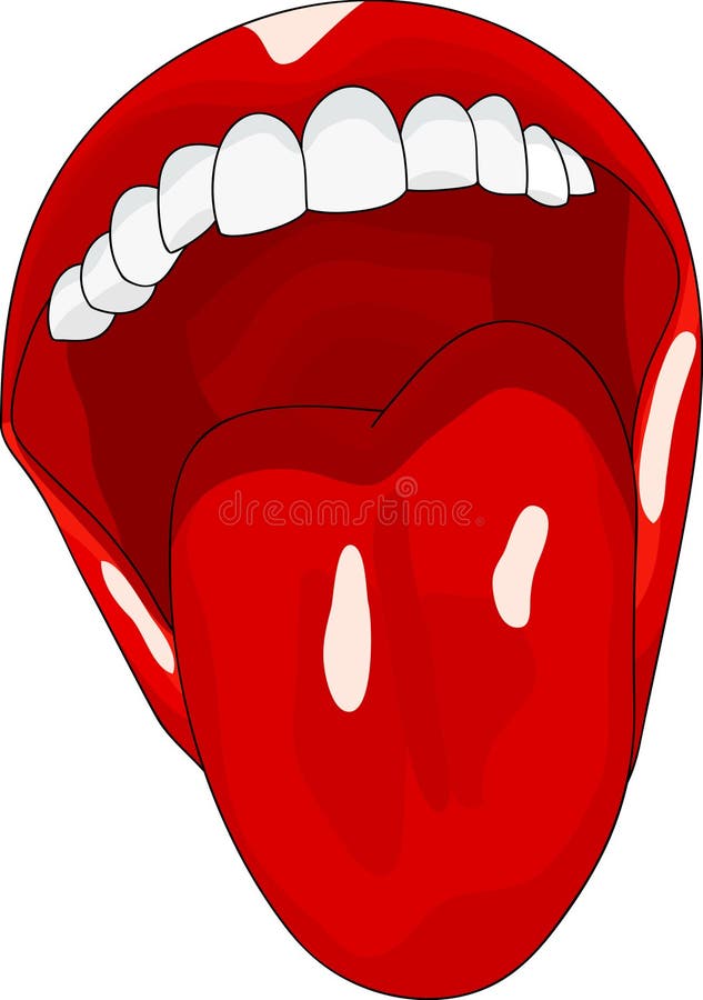 Les femmes ouvrent la bouche avec flâner de langue illustration de vecteur