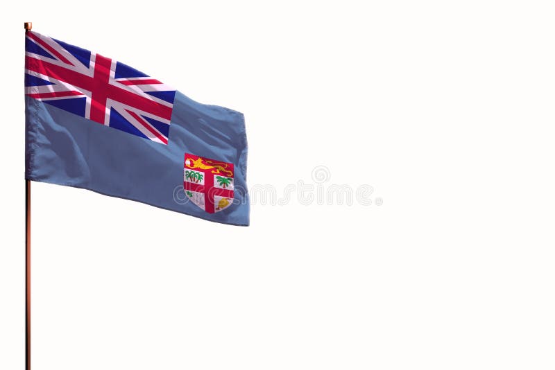 Les Fidji de flottement ont isolé le drapeau sur le fond blanc, maquette avec l'espace pour votre contenu illustration libre de droits Les Fidji de flottement ont isolé le drapeau sur le fond blanc, maquette avec l'espace pour votre contenu illustration libre de droits
