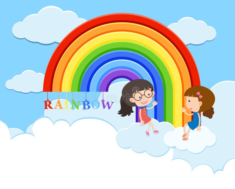 Les filles parlent au-dessus de l'arc-en-ciel illustration libre de droits Les filles parlent au-dessus de l'arc-en-ciel illustration libre de droits