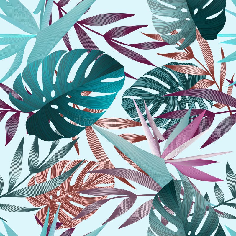 Les fleurs tropicales, jungle part, oiseau de fleur de paradis illustration libre de droits