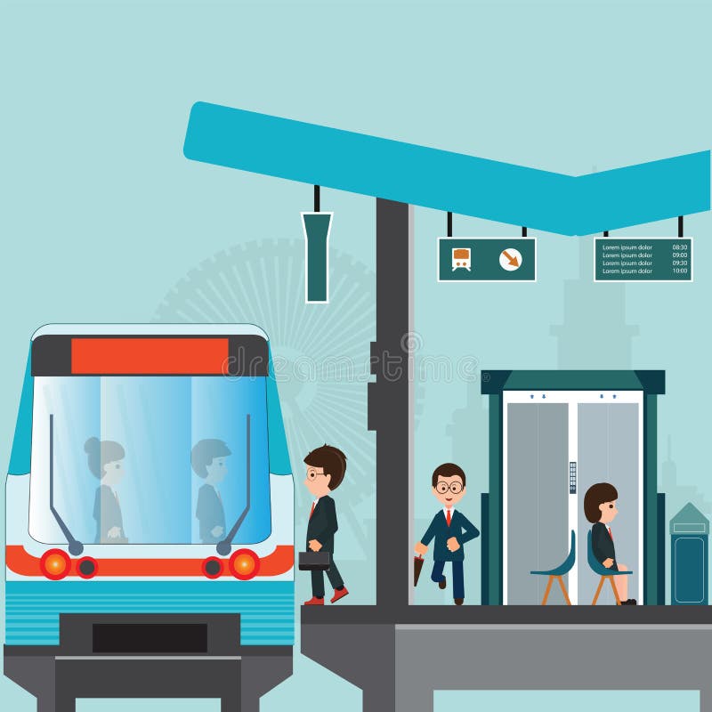 Les gens attendent un train à la plate-forme de station de train du souterrain illustration de vecteur Les gens attendent un train à la plate-forme de station de train du souterrain illustration de vecteur