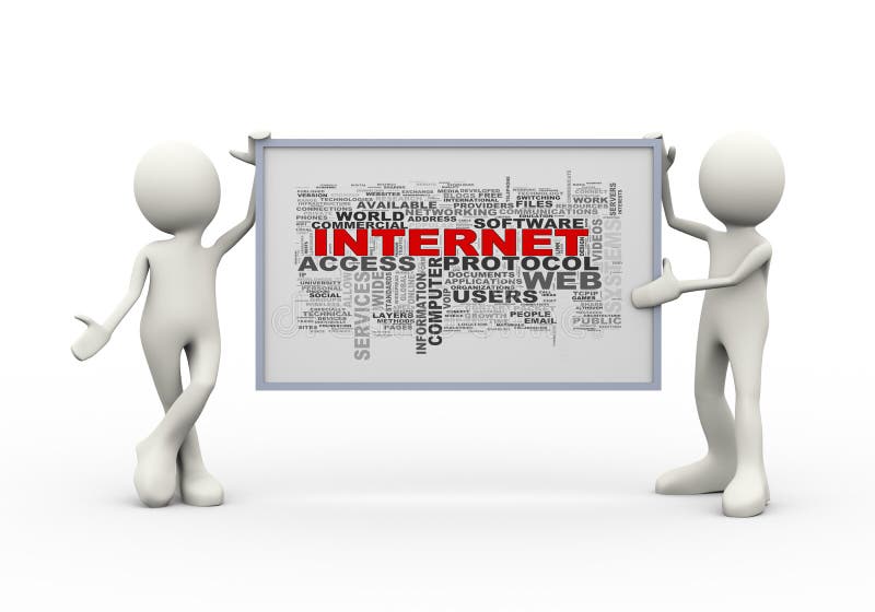 les gens 3d tenant le panneau de wordcloud d'Internet illustration libre de droits les gens 3d tenant le panneau de wordcloud d'Internet illustration libre de droits
