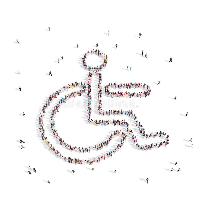 Les gens marchant dans un handicapé rendu 3d illustration stock Les gens marchant dans un handicapé rendu 3d illustration stock