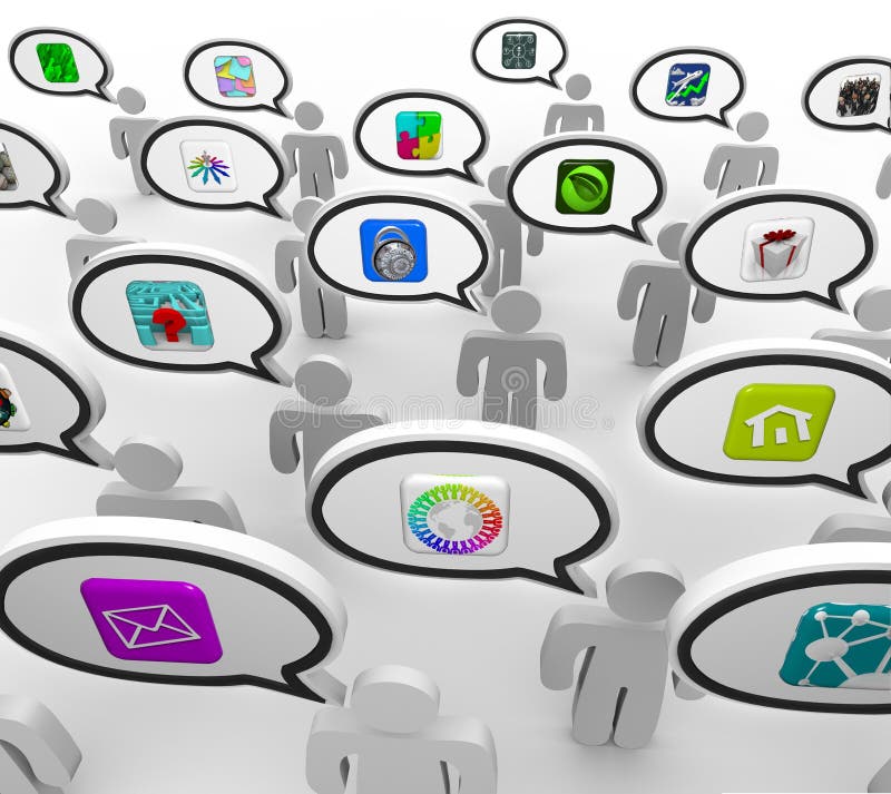 Les gens parlant d'Apps discutant des applications préférées illustration libre de droits Les gens parlant d'Apps discutant des applications préférées illustration libre de droits