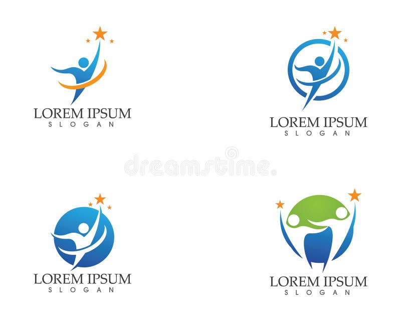 Les gens s'inquiètent des icônes de calibre de logo de la vie de succès et de santé illustration stock Les gens s'inquiètent des icônes de calibre de logo de la vie de succès et de santé illustration stock