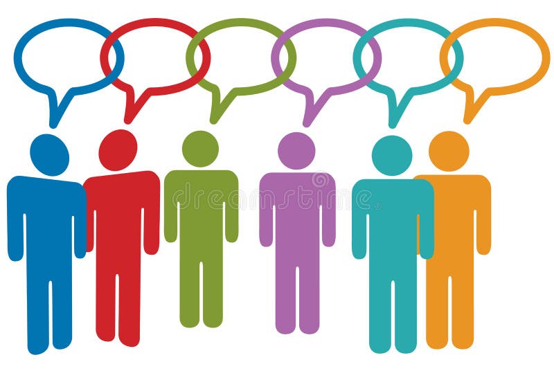 Les gens sociaux de medias parlent dans des tiges de bulle de la parole illustration libre de droits Les gens sociaux de medias parlent dans des tiges de bulle de la parole illustration libre de droits