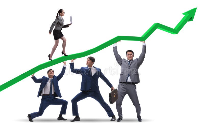 Les hommes d'affaires supportant la croissance économique d'isolement sur le blanc photographie stock Les hommes d'affaires supportant la croissance économique d'isolement sur le blanc photographie stock