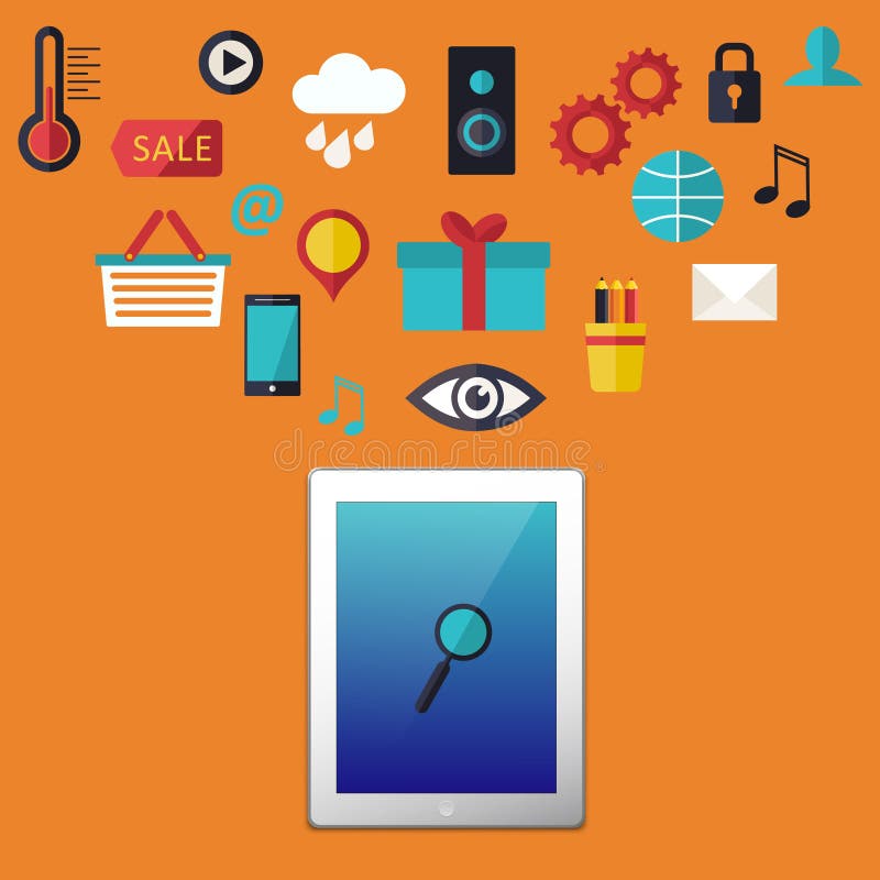 Les icônes d'infographics de Web ont placé avec la Tablette de pavé tactile pour le site d'affaires, les présentations etc. illustration stock Les icônes d'infographics de Web ont placé avec la Tablette de pavé tactile pour le site d'affaires, les présentations etc. illustration stock