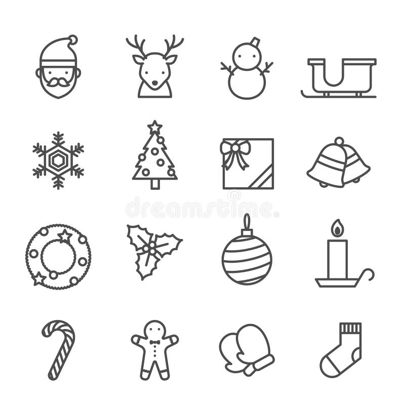 Les icônes de Noël ont placé la couleur noire et blanche illustration libre de droits Les icônes de Noël ont placé la couleur noire et blanche illustration libre de droits