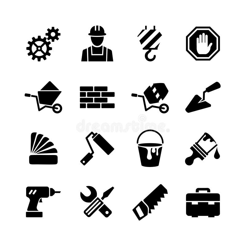 Les icônes ont placé - le bâtiment, construction, outils, réparation illustration libre de droits Les icônes ont placé - le bâtiment, construction, outils, réparation illustration libre de droits